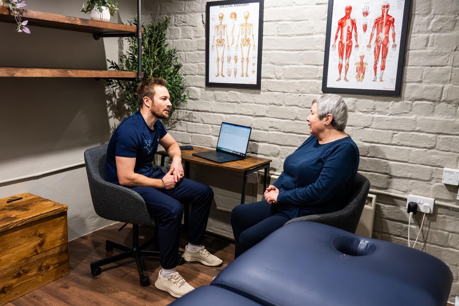 Private clinical consultation session at Health by Science Leith, focusing on evidence-based patient care and long-term health planning.