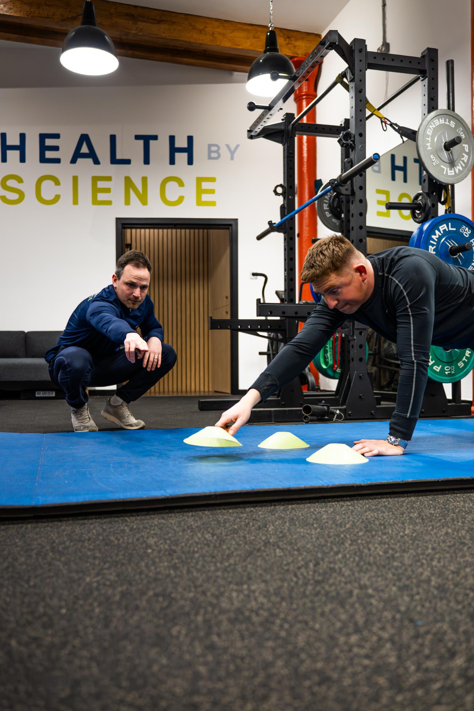 Clinical physiotherapy edinburgh assessment of a plank progression with manual cues to improve lumbo-pelvic stability during injury rehabilitation.