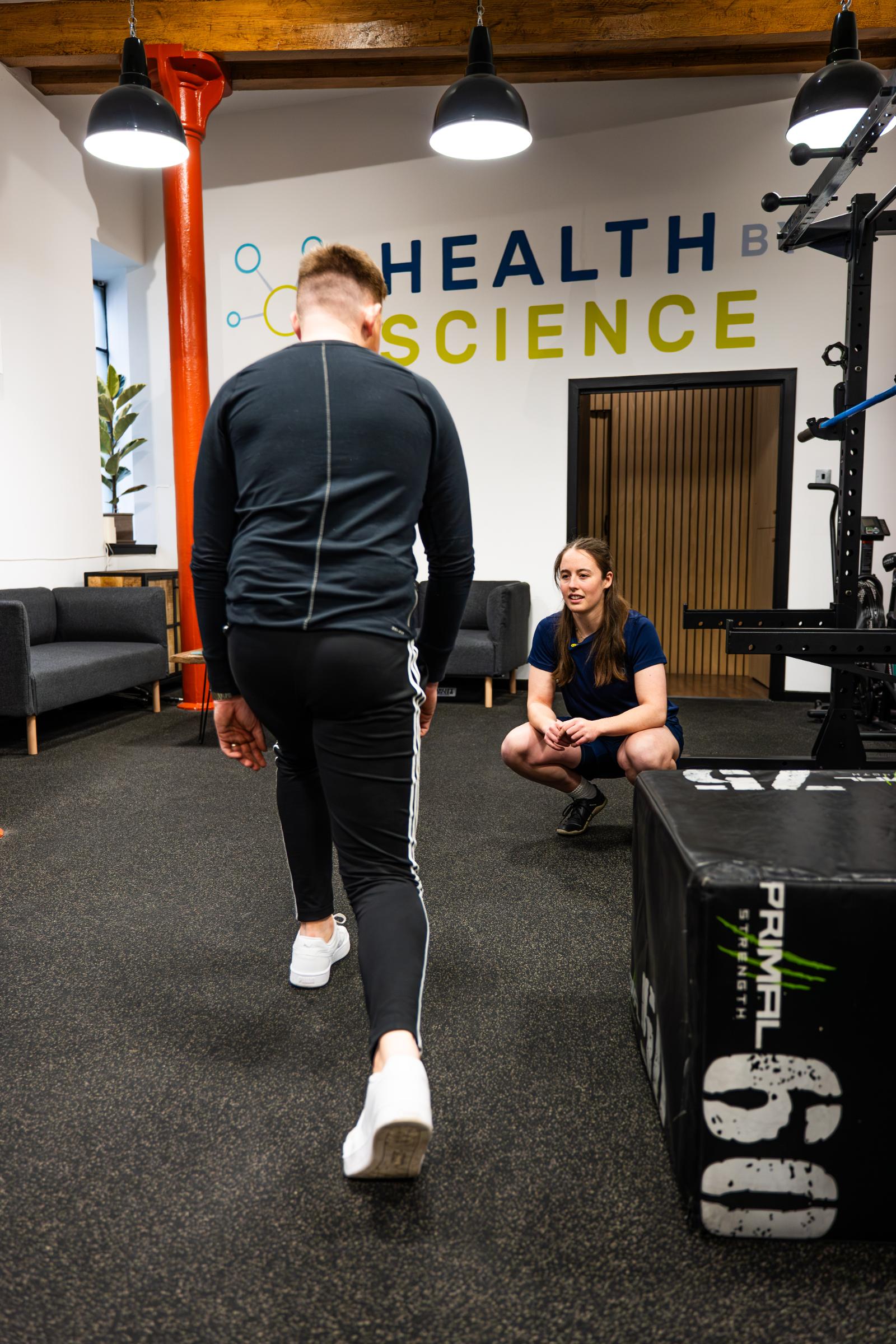 Clinical movement observation of a patient's gait and lower limb tracking conducted by a Health by Science practitioner in Edinburgh.